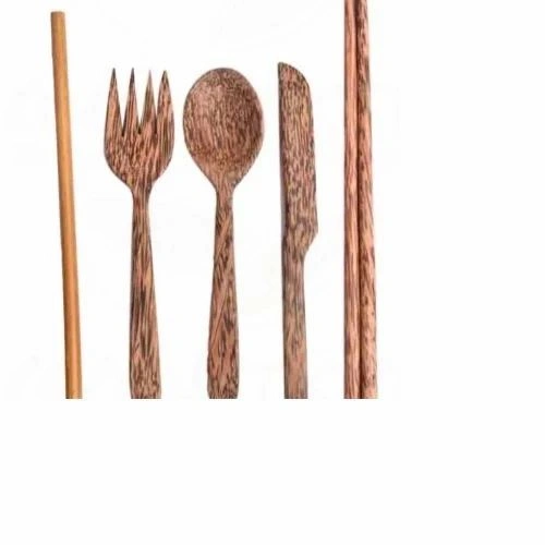 Coconut Shells Cutleries Set (1 Spoon + 1 Fork)-2