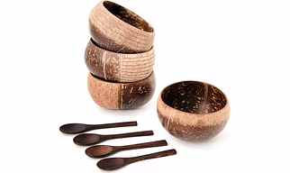 JUMBO COCONUT BOWL WITH SPOON & FORK (900 ML)