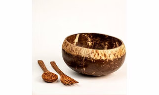 COCONUT ROUGH TOP BOWL WITH CUTLERY