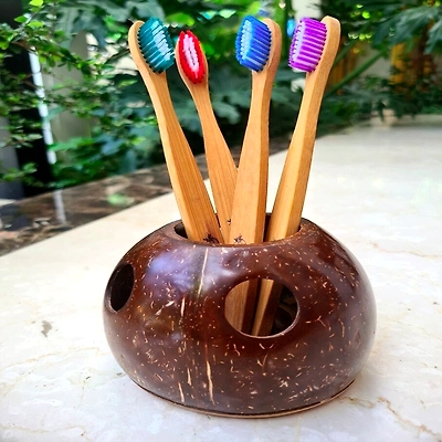 Kala Sanskruti Coir Products Pvt.Ltd. COCONUT SHELL TOOTH BRUSH STAND