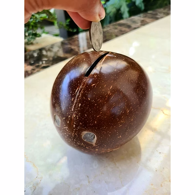 kala sanskruti coir products pvt.ltd. coconut shell piggy bank (openable bottom)