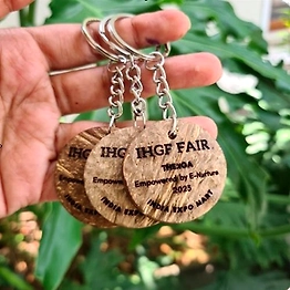Kala Sanskruti Coir Products Pvt.Ltd. CUSTOMIZED COCONUT KEYCHAIN (ENGRAVING ONLY FOR REFERENCE)