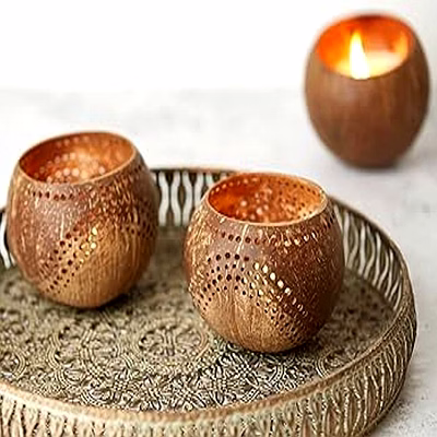 kala sanskruti coir products pvt.ltd. tealight candle holder - tropical