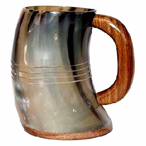 Horn Mug with Wooden Handle