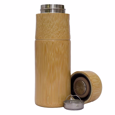 eco-sip bamboo water bottle of round cap