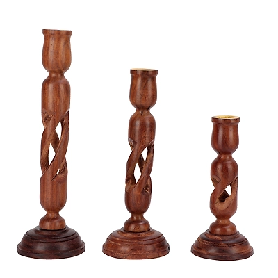 Wooden Candle Stand – Set of 3