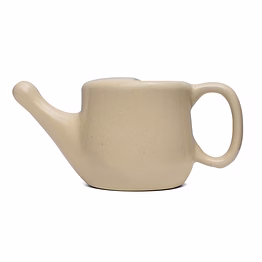 flojar ceramic jala neti pot - improved design with nostril plugging support - beige
