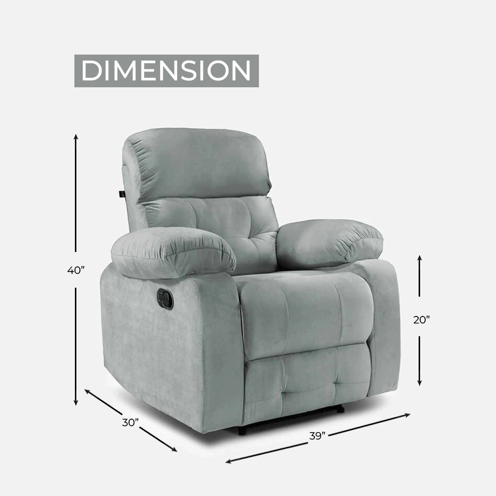 Avion Manual Single Seater Recliner for home relax 1 Year Warranty (Grey)-3