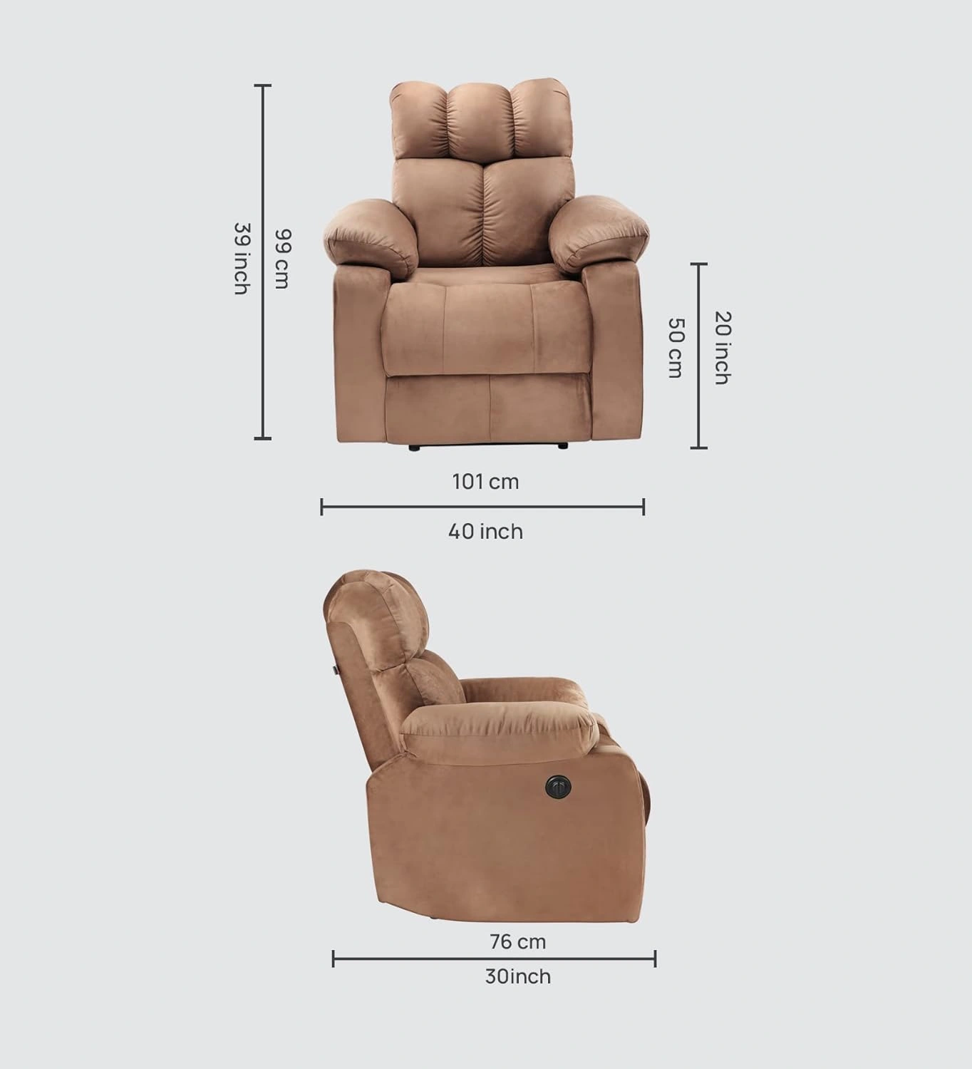 Helios Single Seater Motorized Recliner for Living Room (Brown,DIY)-2