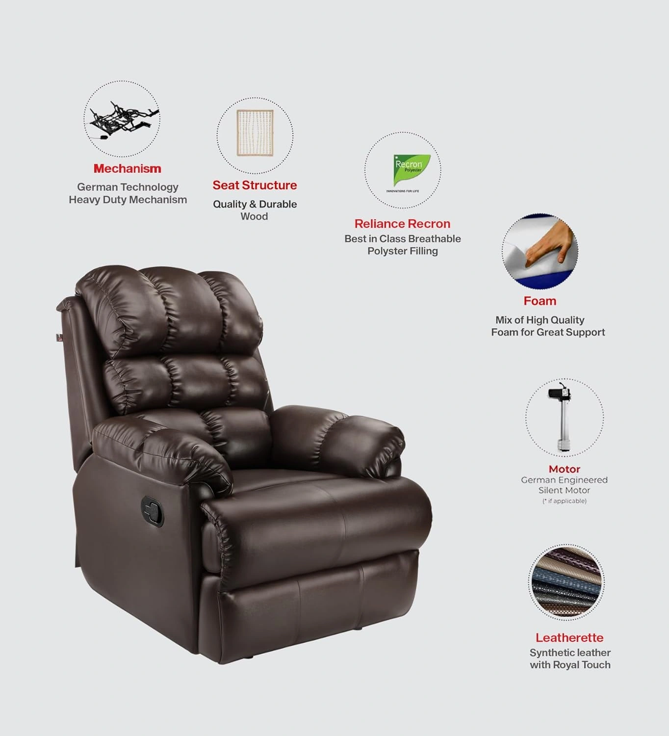 Amet Recliner for Living Room (Brown, DIY)-2