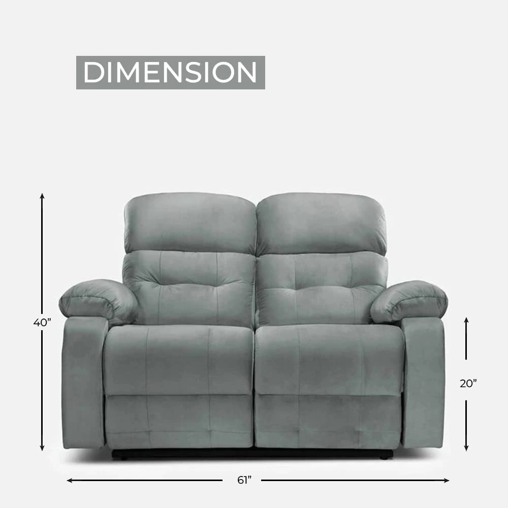 Avion Two Seats Manual Recliner for Living Room (Grey,DIY)-5