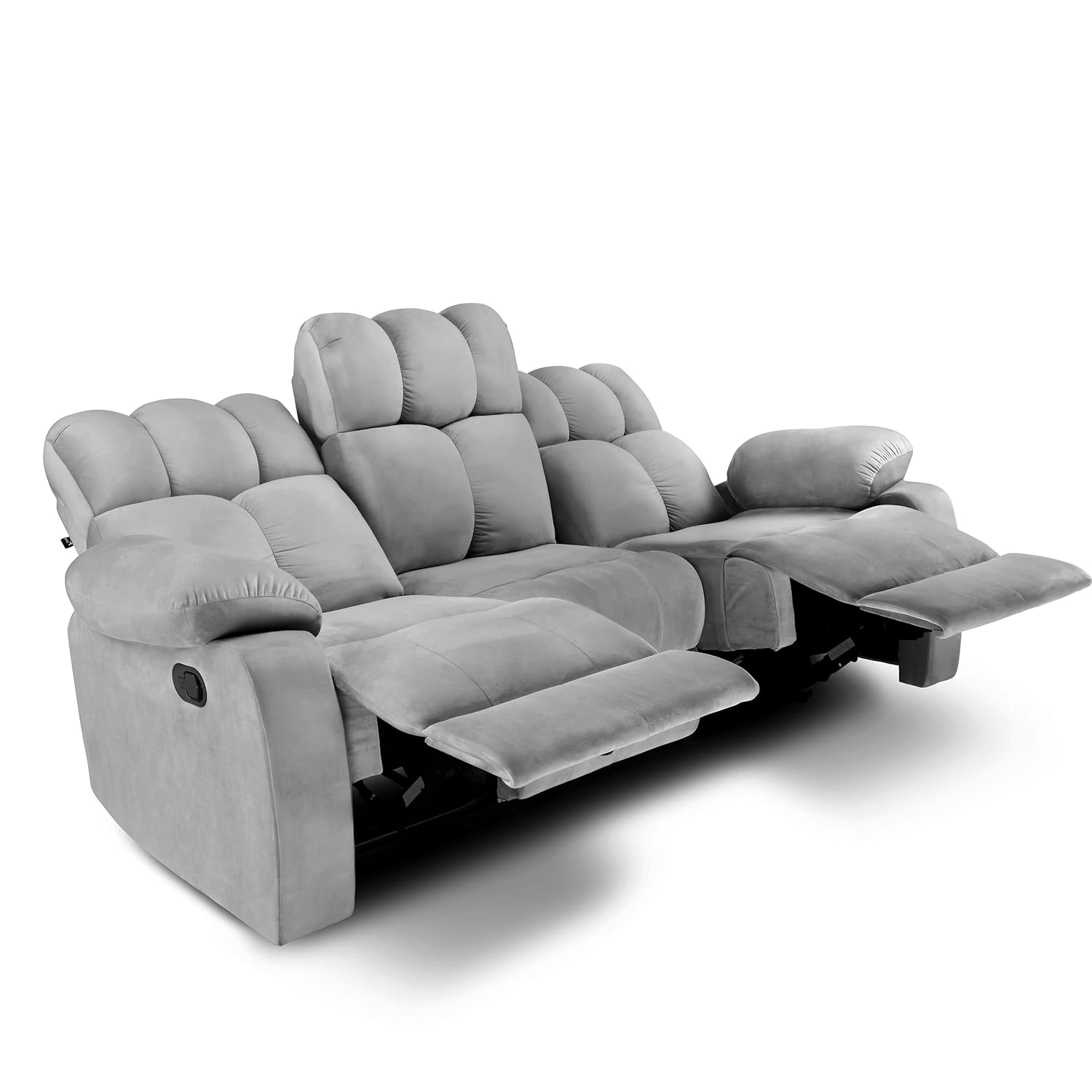 Helios 3 Seater Manual Recliner | for Home Relax  (Fabric,Grey)-3