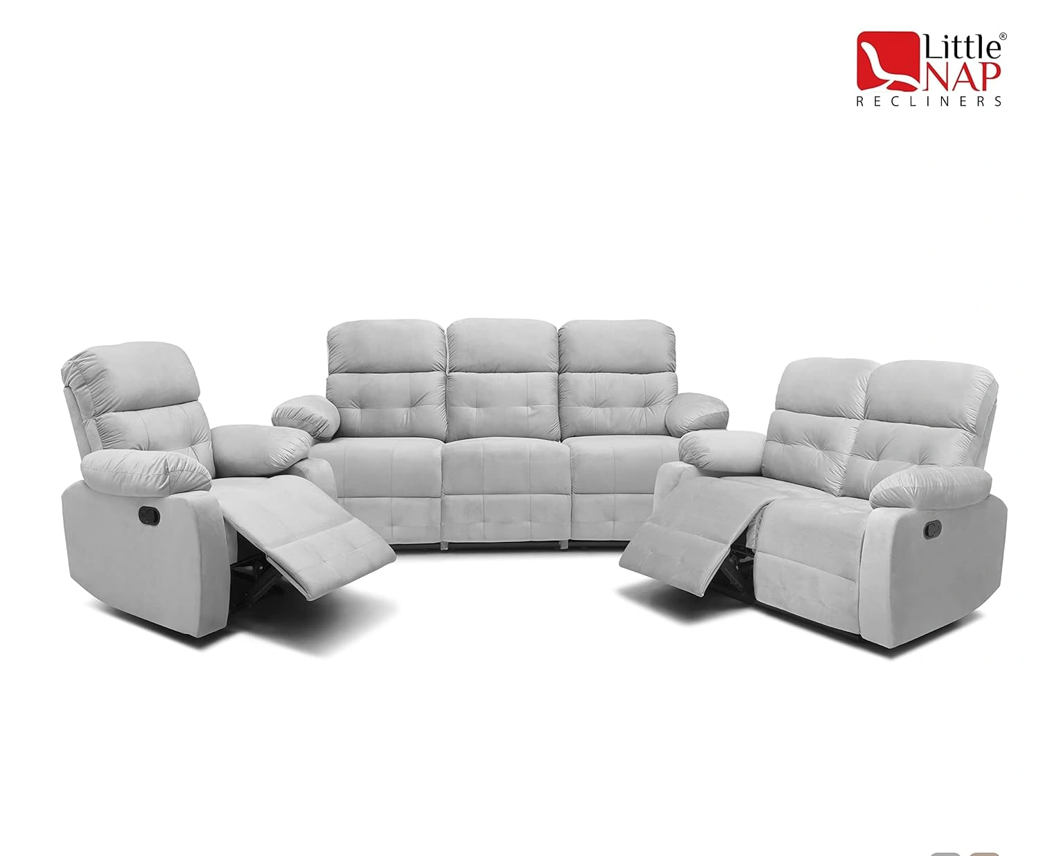 3 Seater Avion Three Seater Manual Recliner for Living Room (Grey,DIY)-3