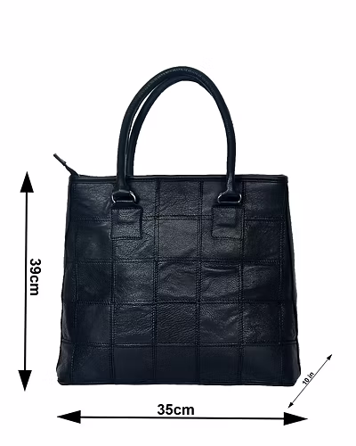 Classic Black Leather Tote Bag – Timeless Style &amp; Functionality-5