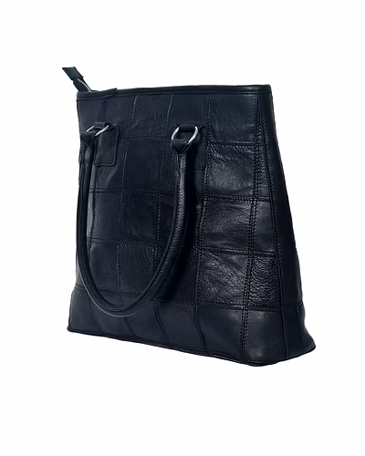 Classic Black Leather Tote Bag – Timeless Style &amp; Functionality-1