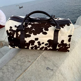 leather hairon duffle bag