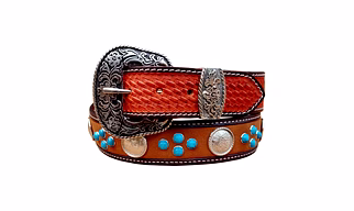 WESTERN TOOLED BEADED 40MM LEATHER BELT