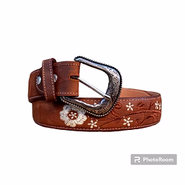 embroided leather belt