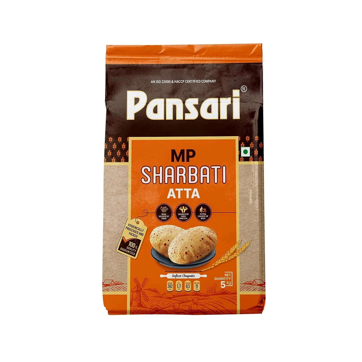 Pansari MP Sharbati Atta 5 kg - Premium Indian Flour-8906099700529