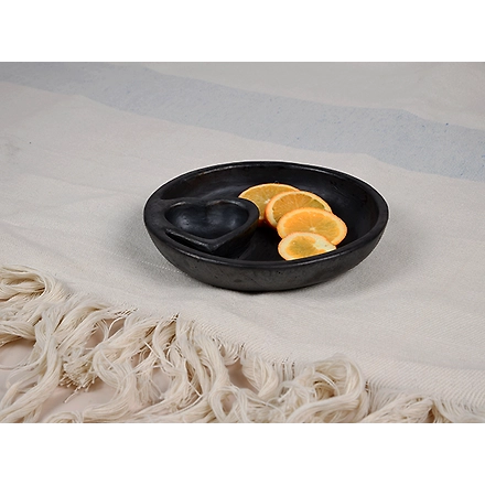 Longpi Pottery Platter With Dip Bowl-1