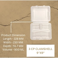 3 CP CLAMSHELL 9"X9"
