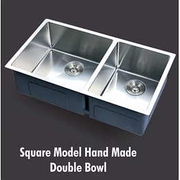 square model hand made double bowl kitchen sink