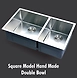 SQUARE MODEL HAND MADE DOUBLE BOWL-12166252-sm