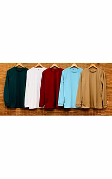 Waffle Knit Plain Long Sleeve