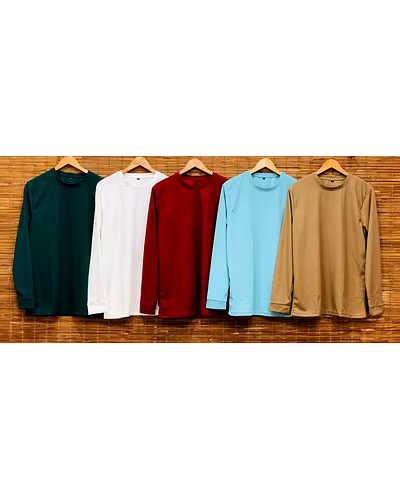 Waffle Knit Plain Long Sleeve-2