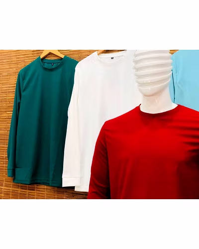 Waffle Knit Plain Long Sleeve-1