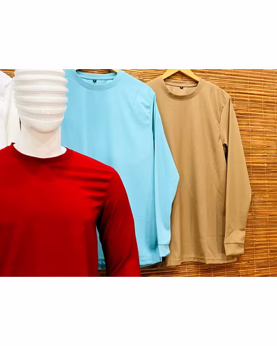 Waffle Knit Plain Long Sleeve-1