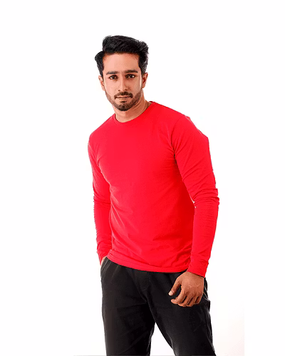 Ruby Red Long Sleeve Crew Neck-KL005650-1