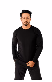 Jet Black Long Sleeve Crew Neck