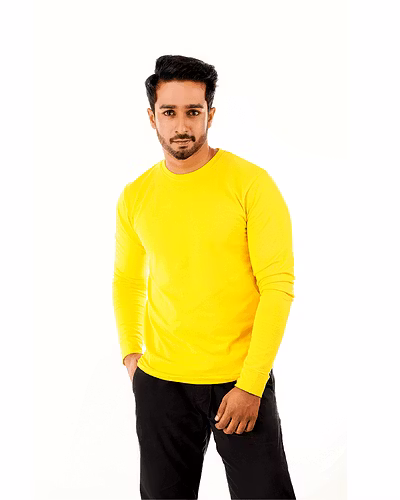 Naples Yellow Long Sleeve Crew Neck-KL005619-1