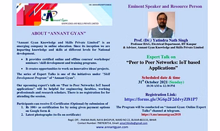 Expert talk on "Peer to Peer Networks: IoT based Applications"