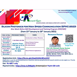 online fdp/ sdp on "silicon photonics for high speed communication" (sphc-2023)