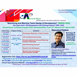 one week online fdp/ sdp on "machining and machine tools design & development" (mmdd-2025)