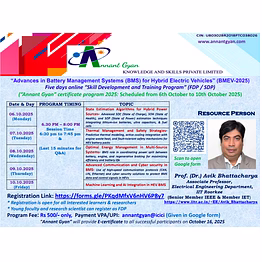 five days online fdp/ sdp on “advances in battery management systems (bms) for hybrid electric vehicles” [bmev-2025]
