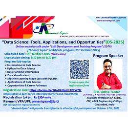online "exclusive talk" on "data science: tools, applications, and opportunities'' (ds-2025)