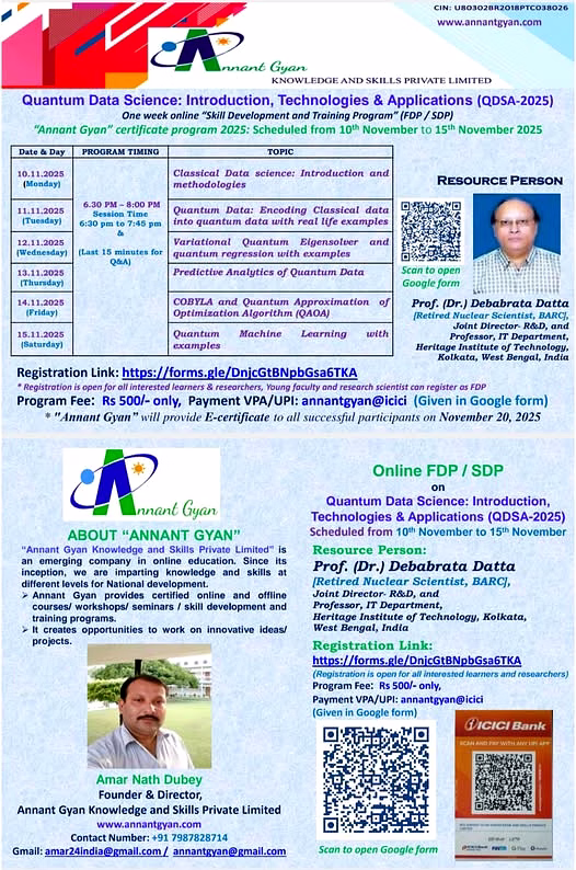 One week online FDP/ SDP on "Quantum Data Science: Introduction, Technologies & Applications" (QDSA-2025) image 2