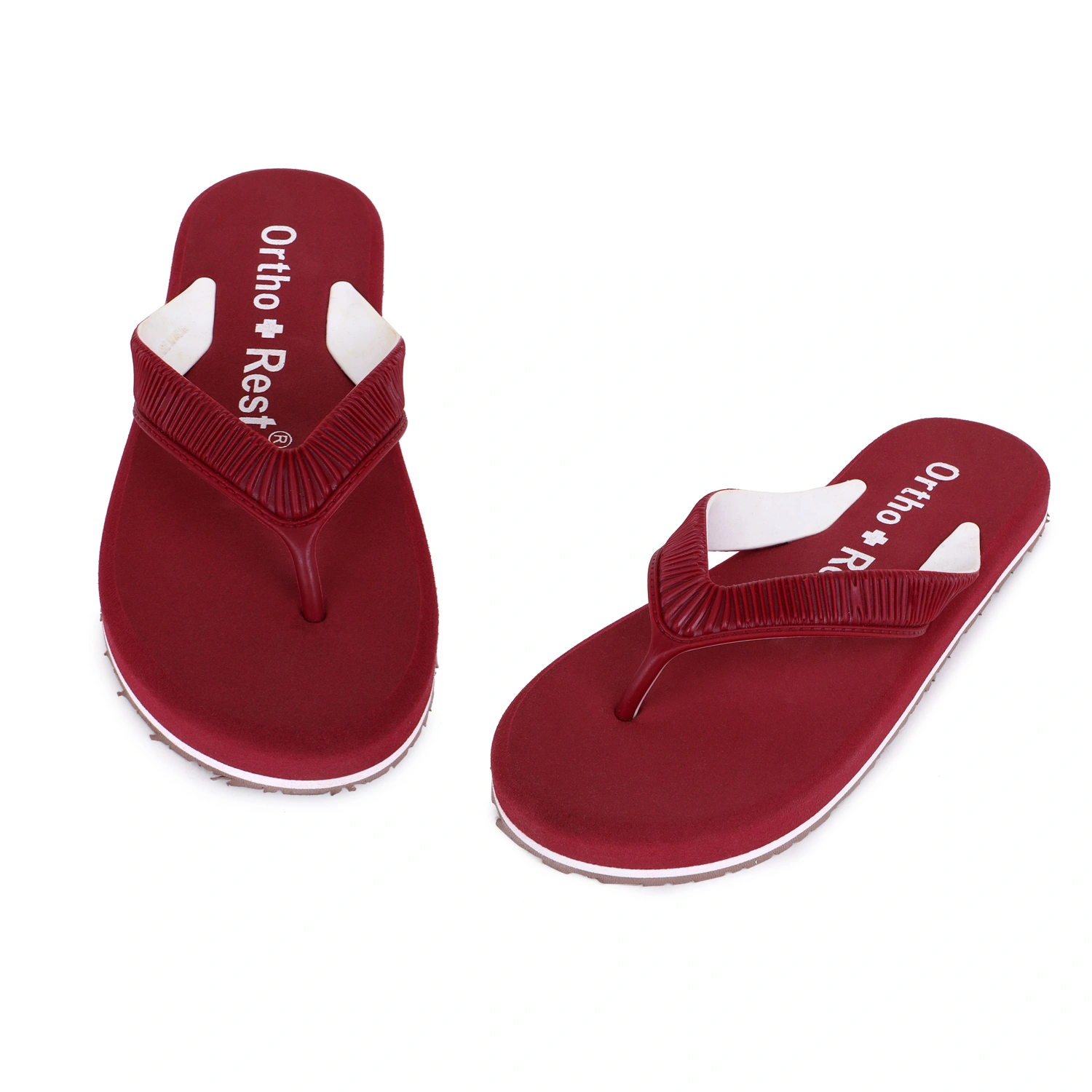 Ortho + Rest Doctor Slippers for Women Orthopedic Non Slip, Lightweight and Comfortable - L219-Maroon-2