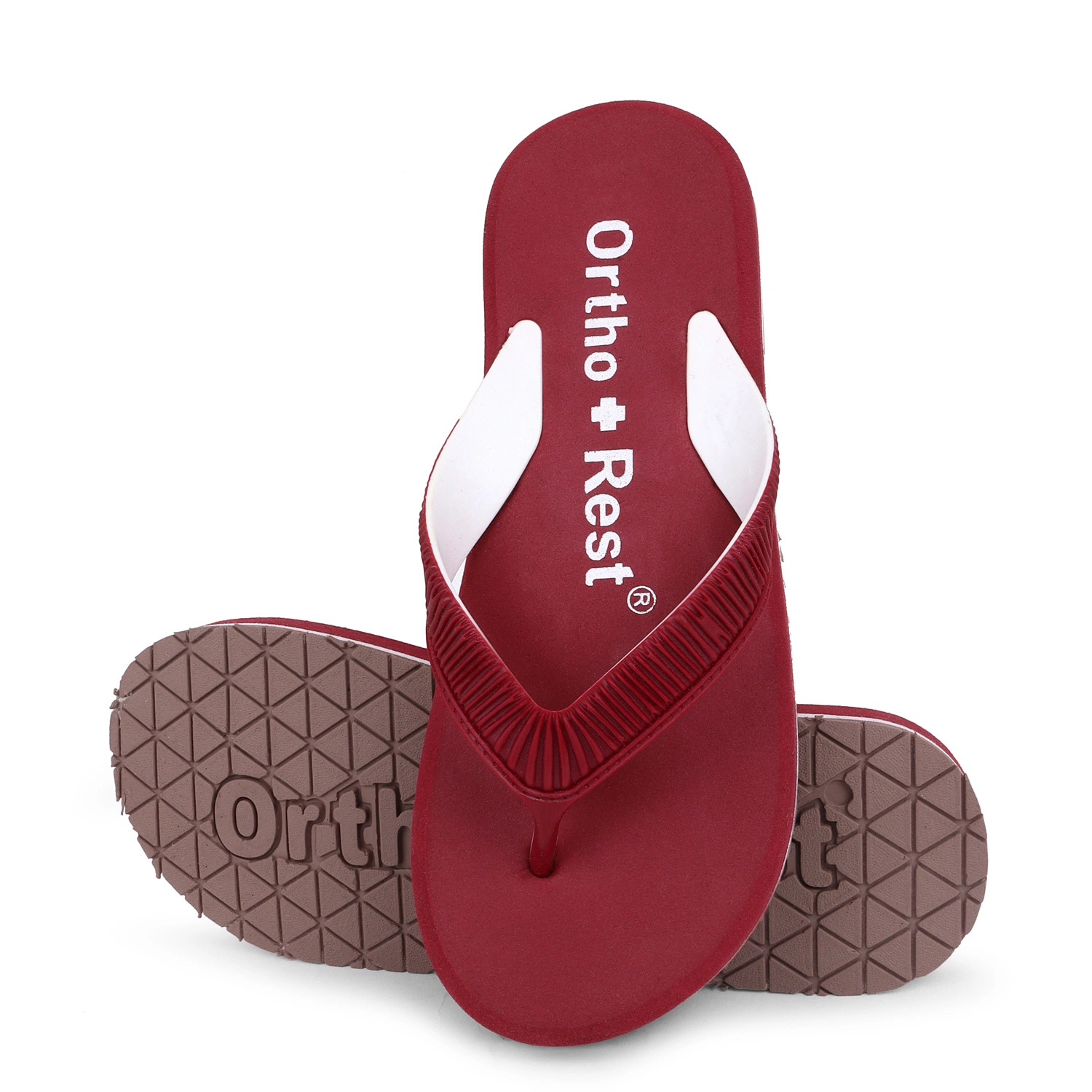 Ortho + Rest Doctor Slippers for Women Orthopedic Non Slip, Lightweight and Comfortable - L219-Maroon-3