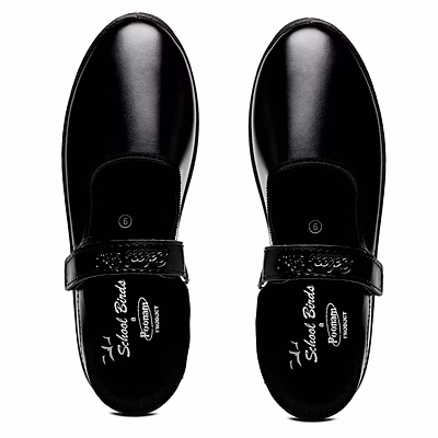 school birds girls black white uniform comfortable velcro ballerina school shoe for adults and kids
