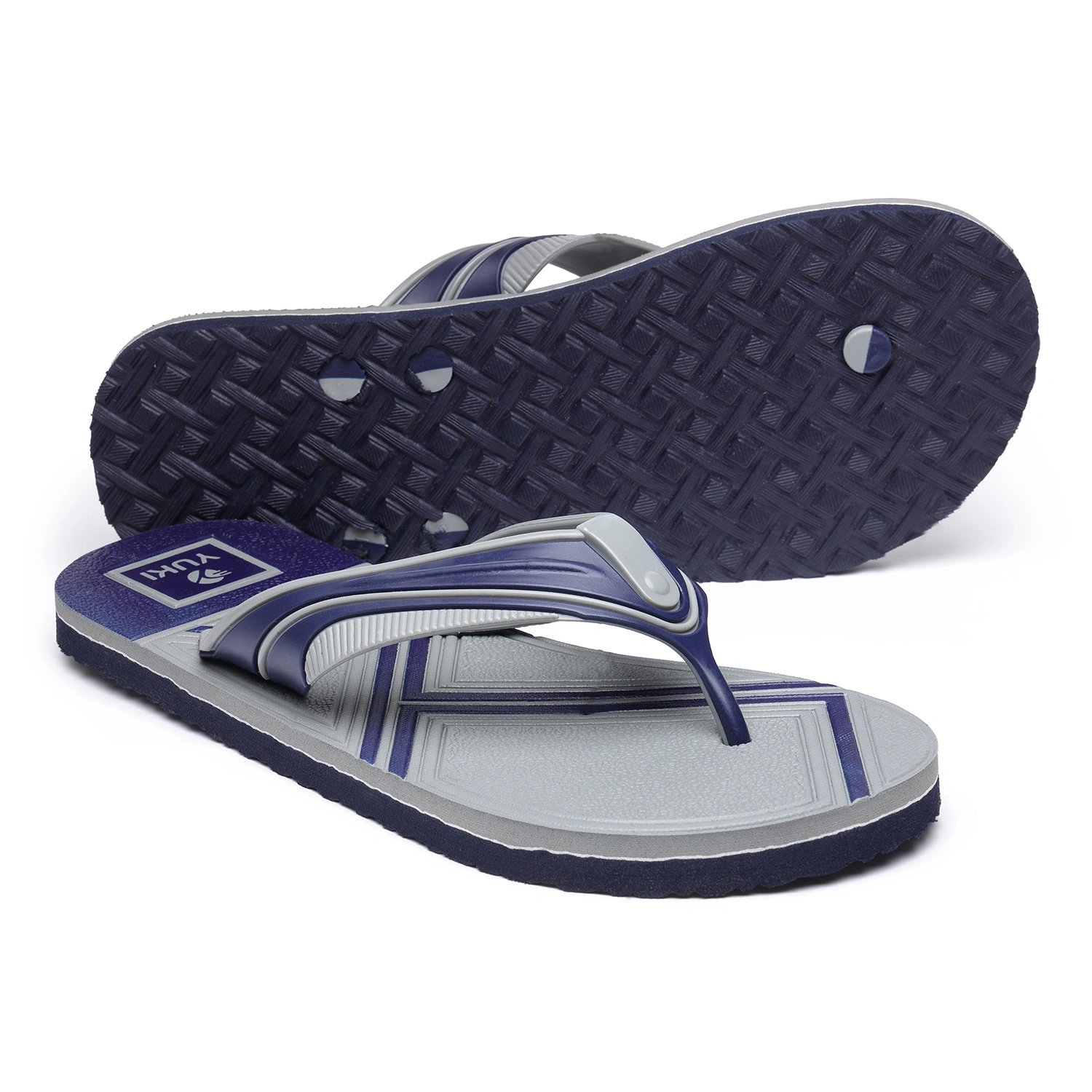 YUKI Men Slippers | Stylish Hawai Chappal Rubber Flip Flops-Grey-1