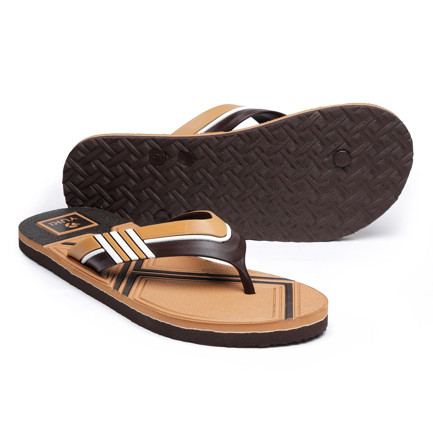 YUKI Men Slippers | Stylish Hawai Chappal Rubber Flip Flops-Tan-1