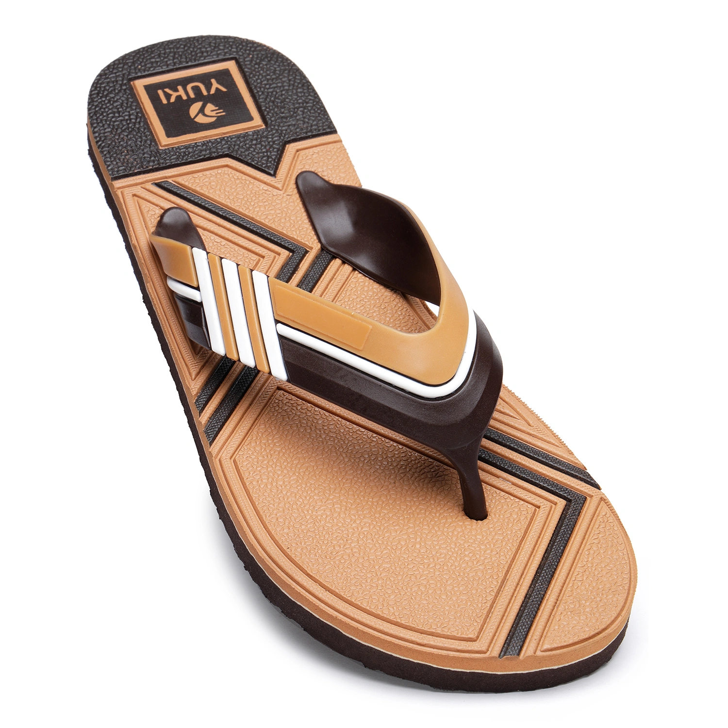 YUKI Men Slippers | Stylish Hawai Chappal Rubber Flip Flops-Tan-2