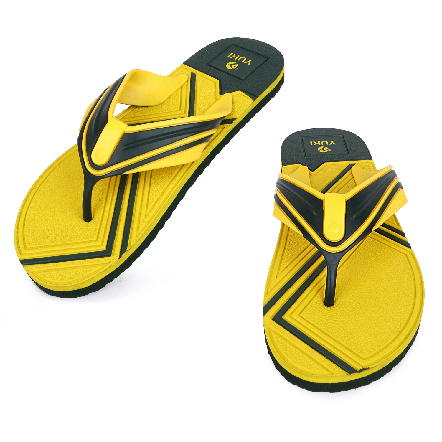 YUKI Men Slippers | Stylish Hawai Chappal Rubber Flip Flops-Yellow-1