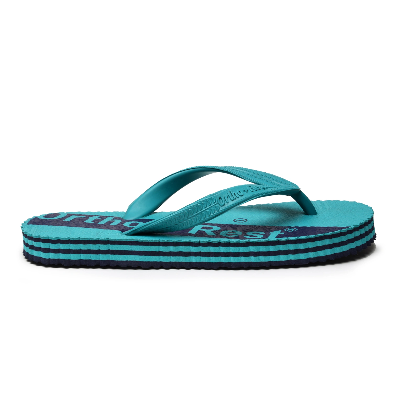 Ortho + Rest Hawai Rubber Slippers for Men | Cushion Footbed Flip flops for Home Daily Use-Blue-7