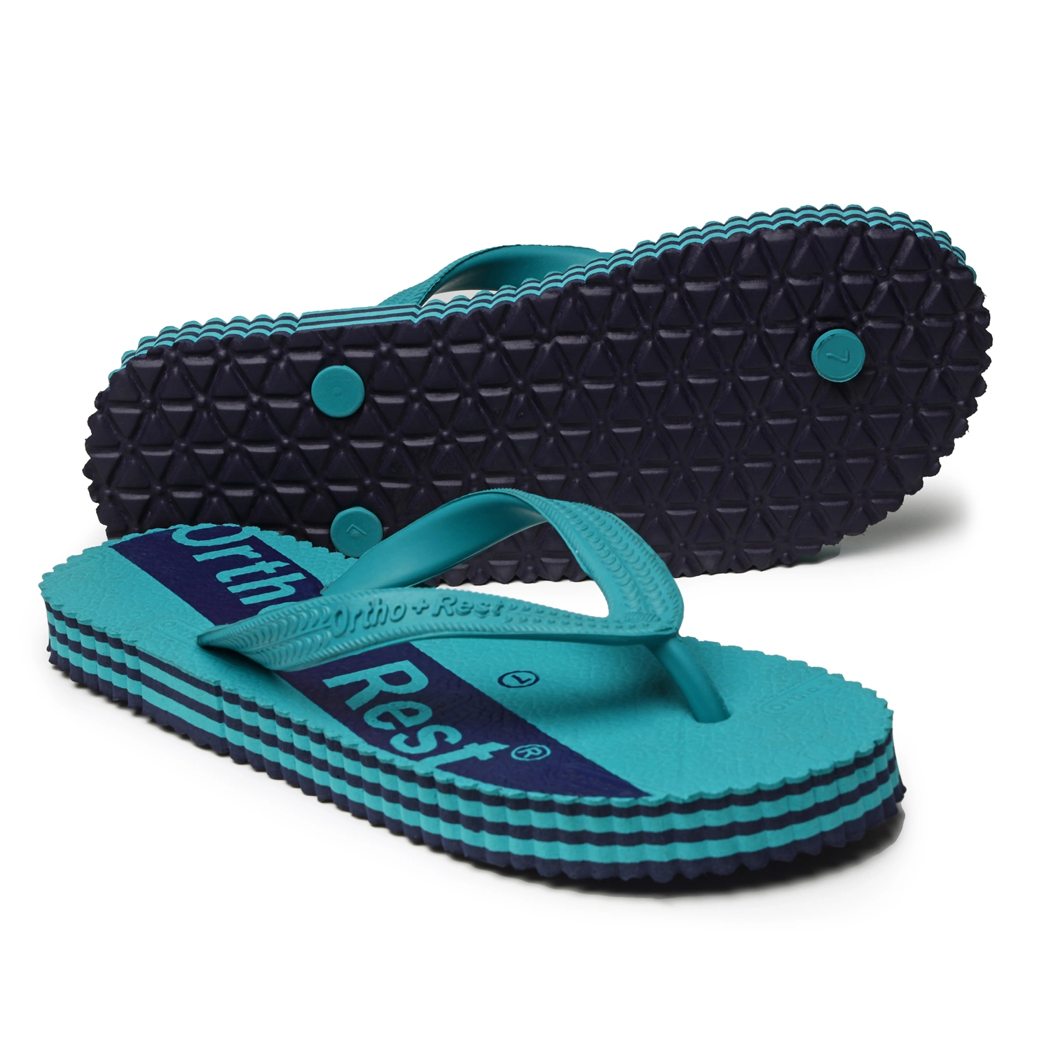 Ortho + Rest Hawai Rubber Slippers for Men | Cushion Footbed Flip flops for Home Daily Use-Blue-4