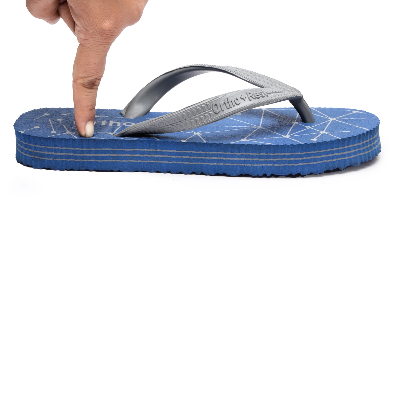 Ortho + Rest Hawaii Slipper- Orthopedic and Diabetic Comfort Ortho Care, Bathroom Rubber Flip-Flops-Blue-1